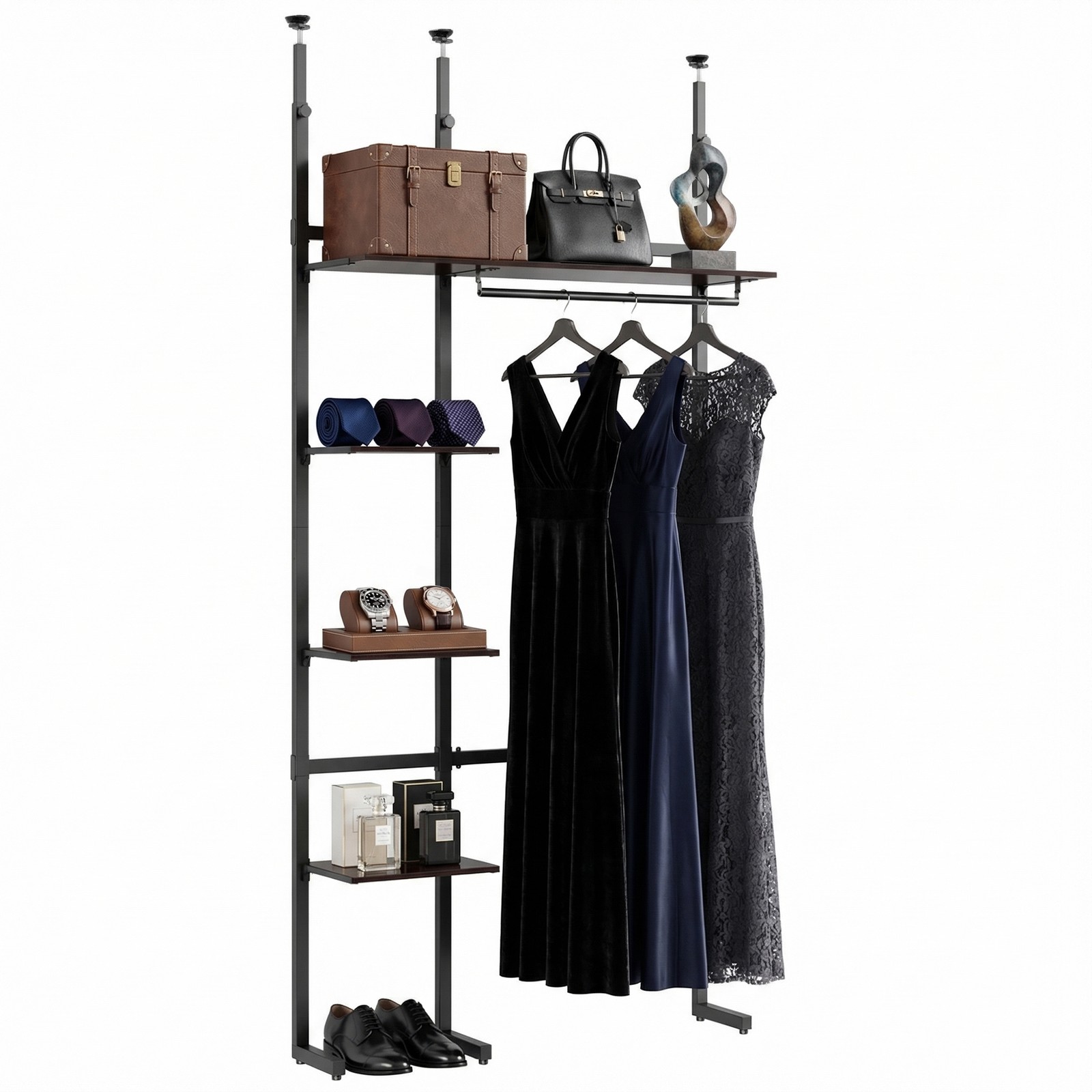 MZG Floor to Ceiling Garment Rack Clothes Organizer Telescopic Garment Rack 138"