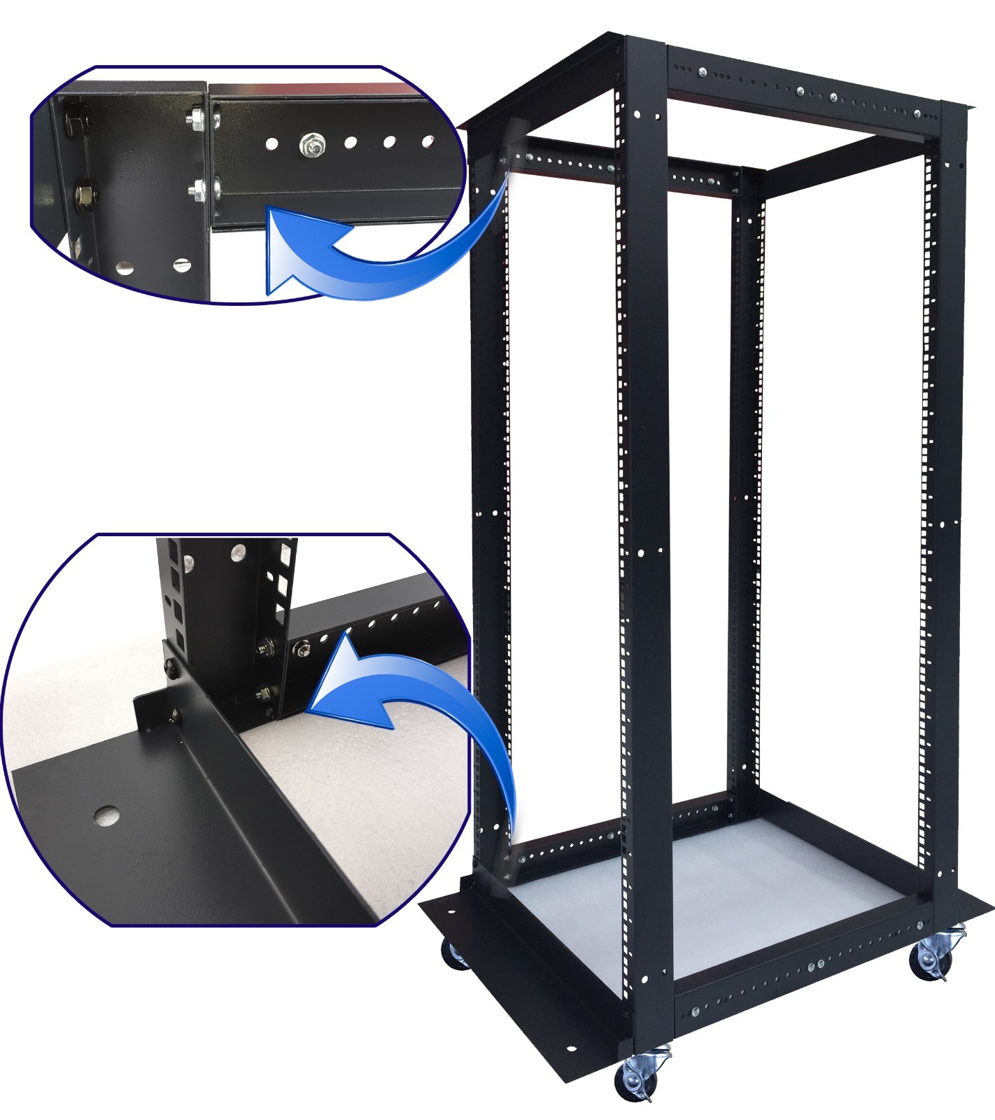 Sysracks 32U 4 Post Open Frame 19" Network Server Rack Adjustable Depth