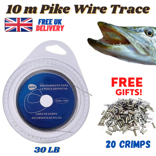 Pike Rigs Wire Trace - 30 lb with free crimps! Make your trace Pike rigs! Trace