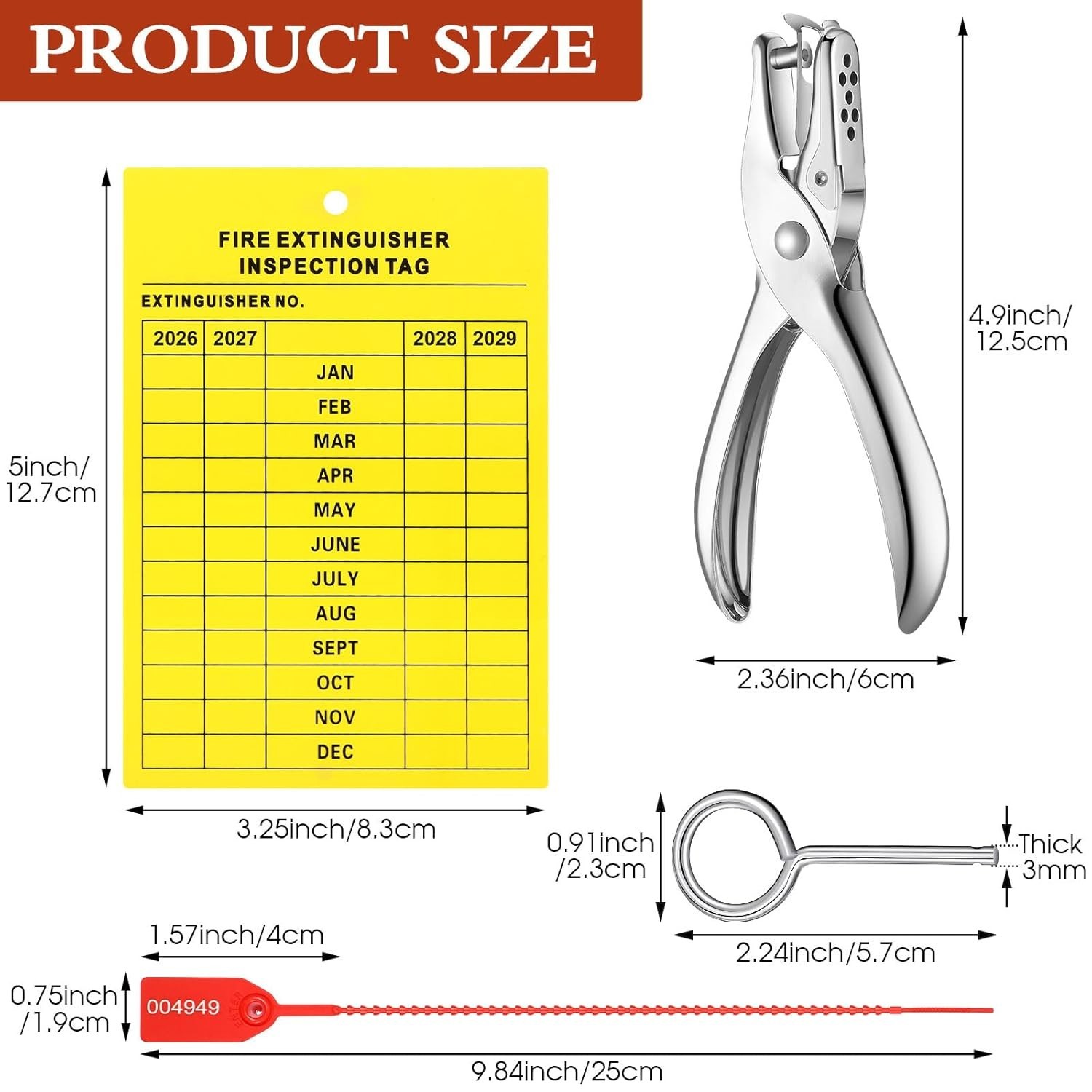 76 Pcs Monthly Fire Extinguisher Inspection Tags Set Including 4 Years Mainte