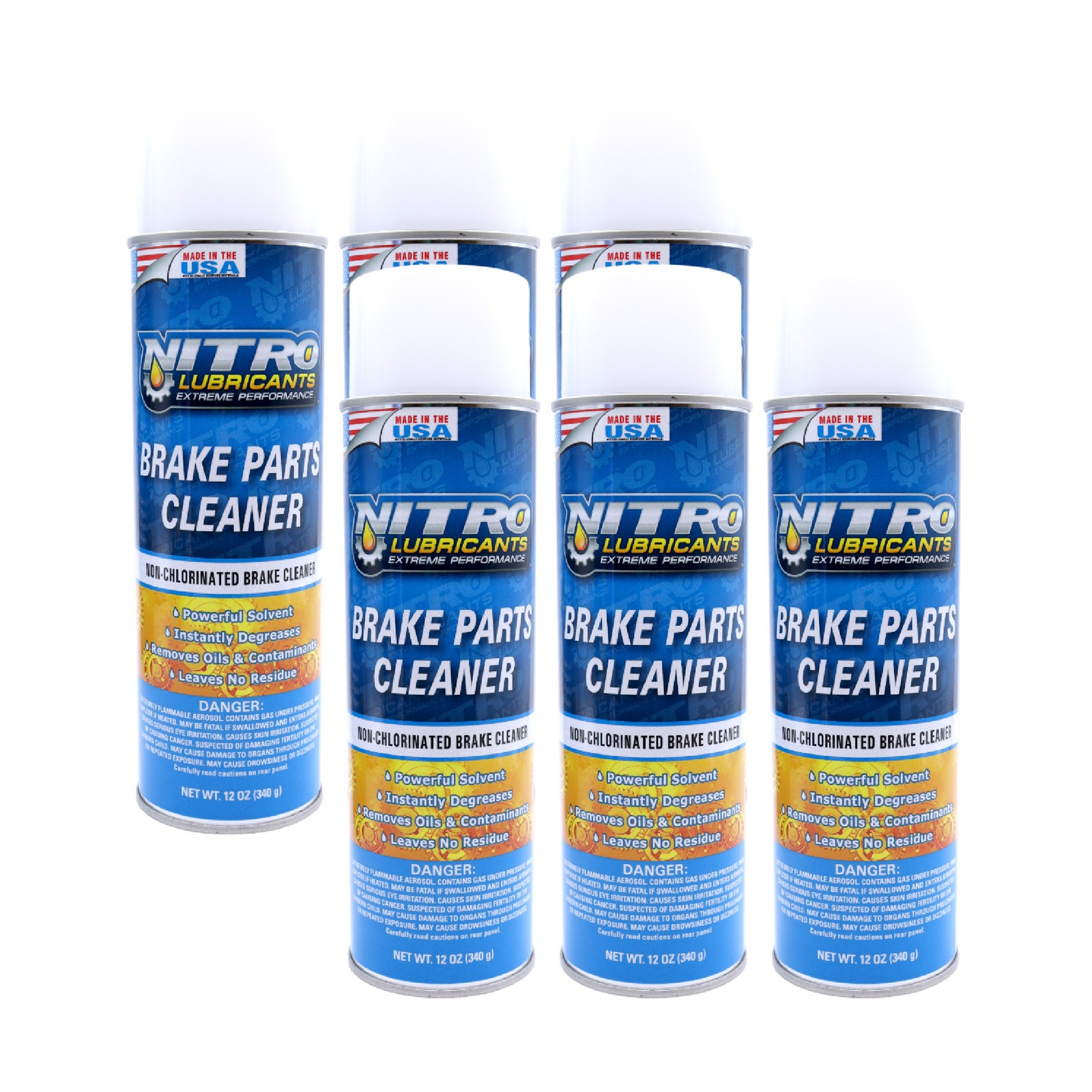 Nitro Lubricants Brake Cleaner – Non-Chlorinated, 12oz – Made in USA (6-Pack)