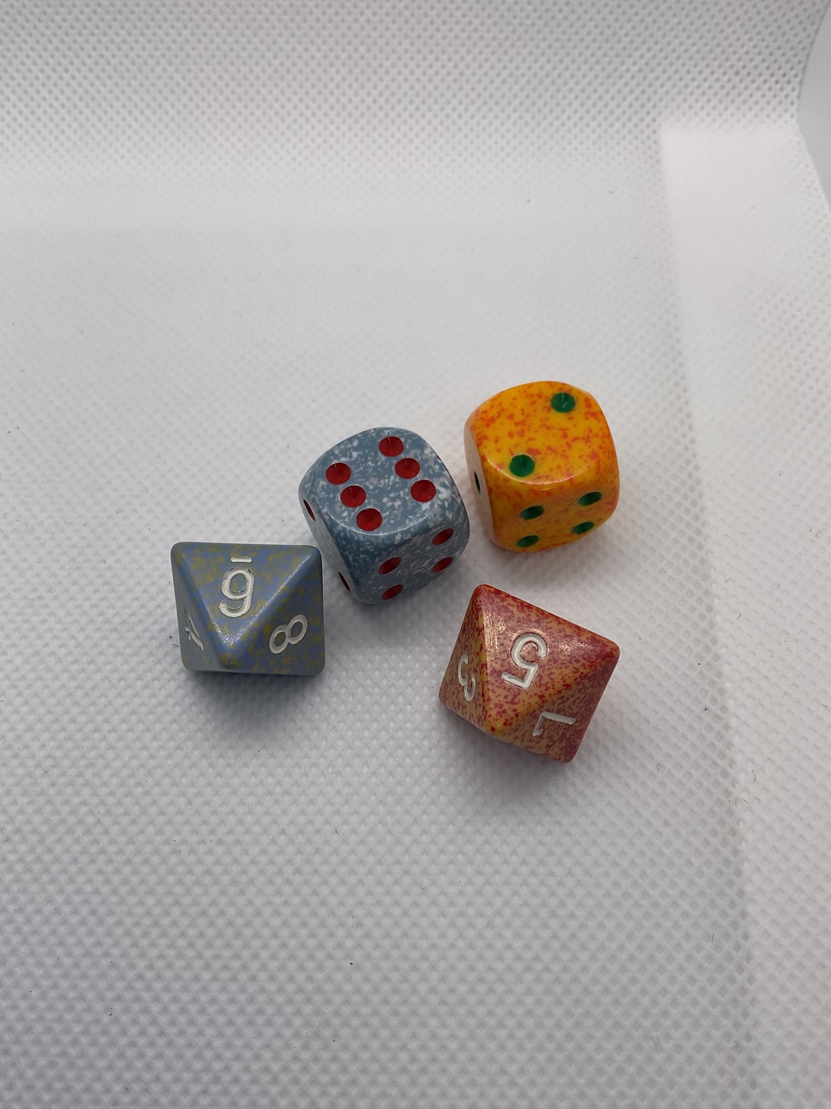 Assorted Speckled Polyhedral Dice Lot 4 D6 D8 RPG Tabletop Gaming Collectible