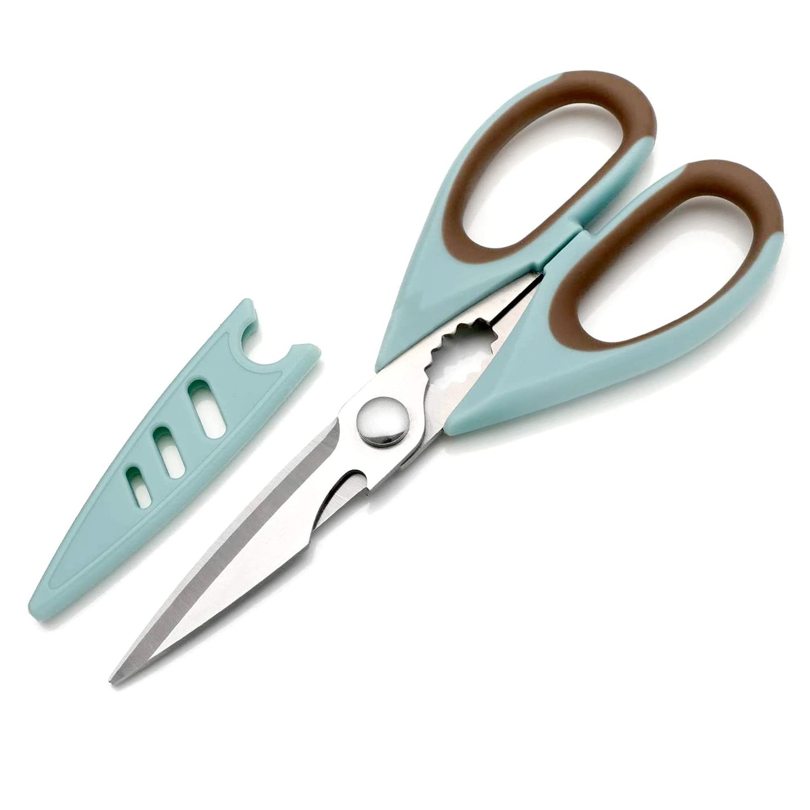 Left Handed Scissors - Multifunctional, Heavy Duty for Meat & Poultry, Safe F...