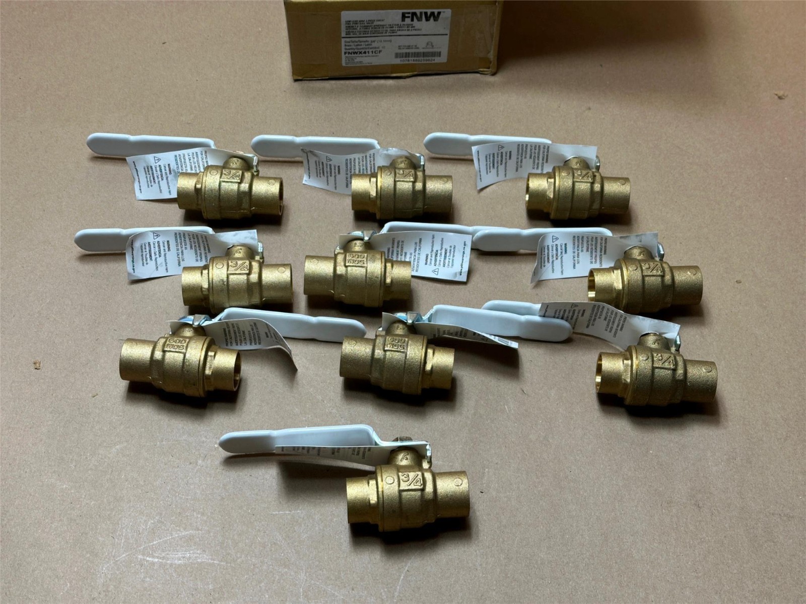 10x Pack Lot FNW 3/4" Brass Ball Valve 2-Piece Sweat Full Port 600 WOG