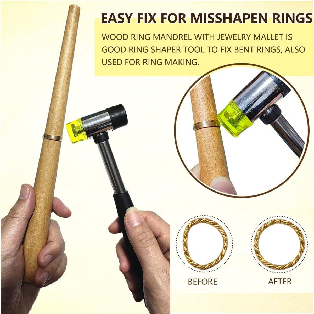 Ring Sizer Measuring Tool Ring Mandrel Sizing Kit Ring Shaper to Fix Bent Rin...