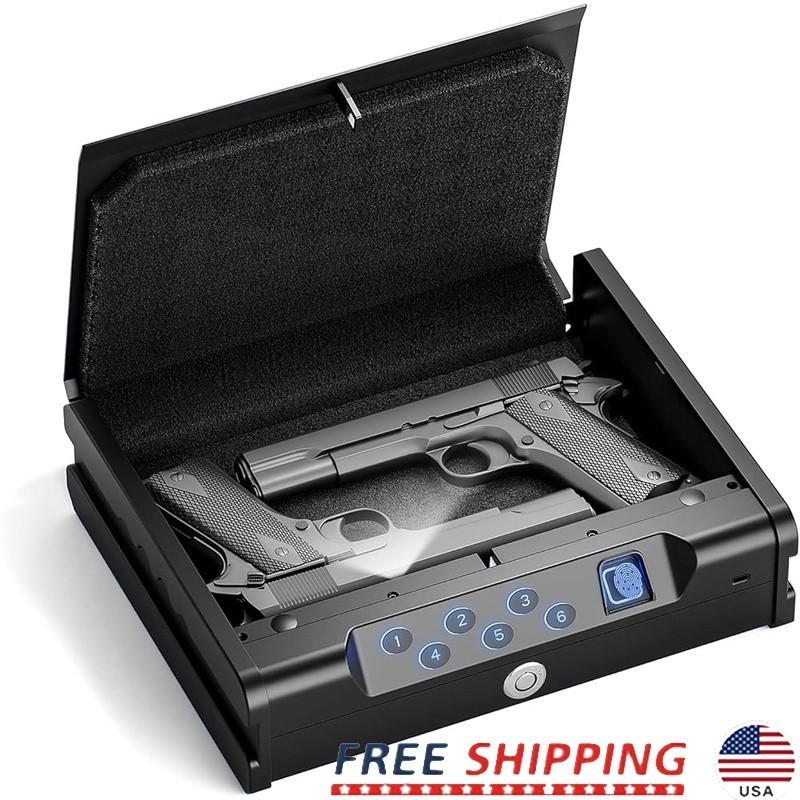 Biometric Handgun Safe Digital Keypad Steel Storage Compact Accessory Included