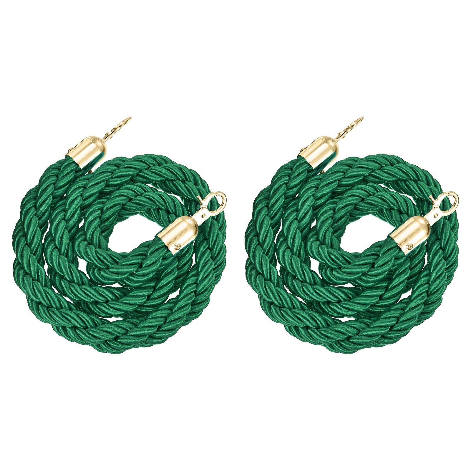 Velvet Stanchion Ropes with Gold Buckle, (3.9Ft X1.1 Inch, Green) (2Pcs)