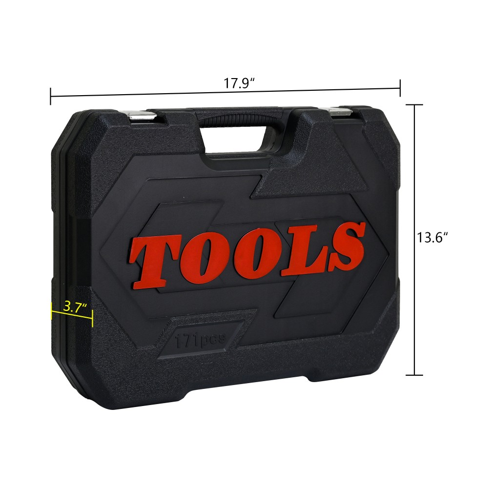171PC Universal Repair Tool Kit, Socket Ratchet Wrench Set with Toolbox