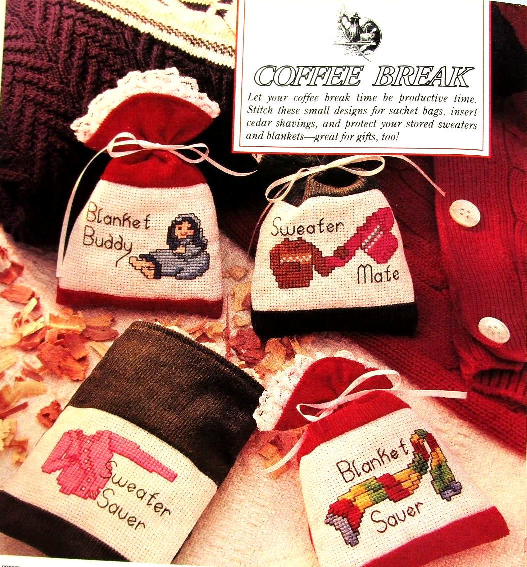 American Sampler Afghan 4 Parts Bag Designs Hummingbird CROSS STITCH PATTERNS