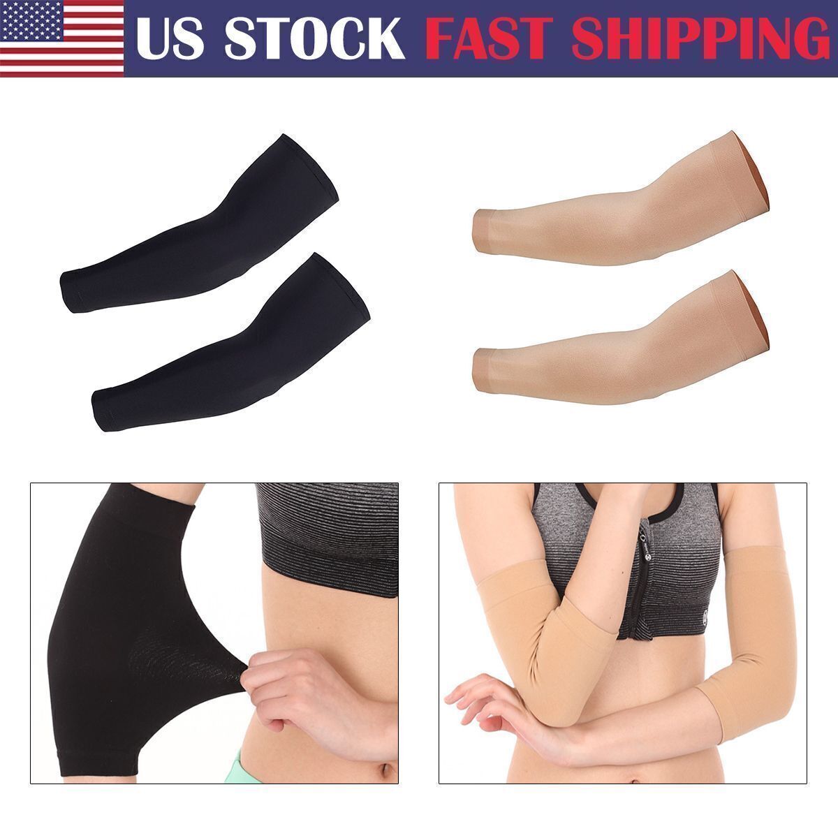 1/2 Pair Forearm Tattoo Cover Up Compression Sleeves Band UV Sun Protection Hot