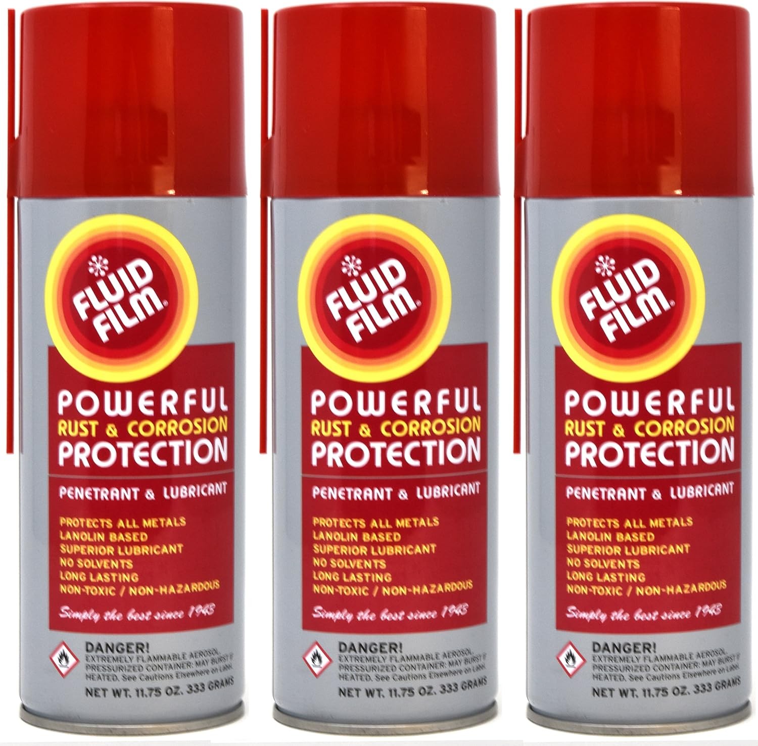 Fluid Film 3 Aerosol Cans Rust Protection Penetrant Lubricant 11.75oz