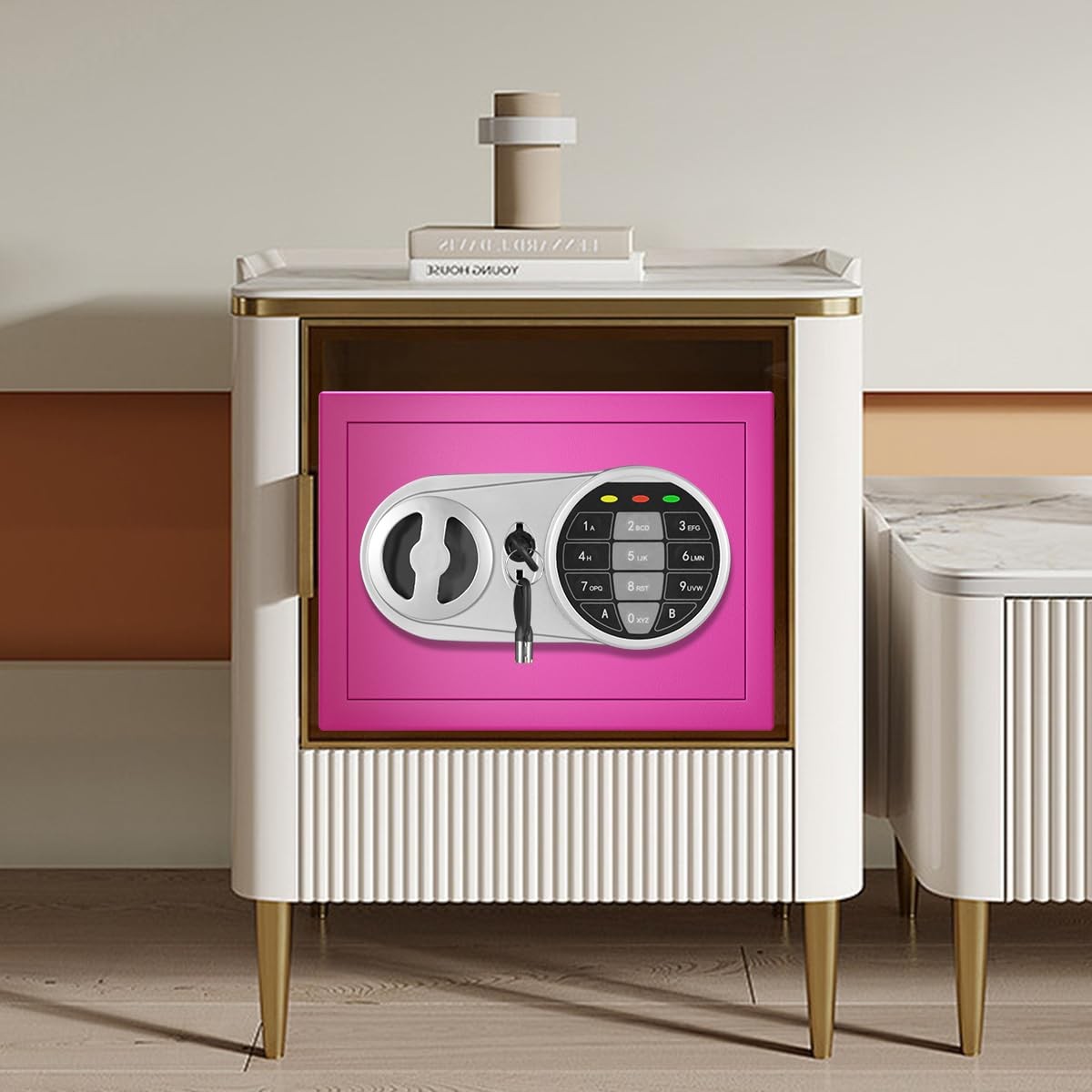 Pink Safe Box with Sensor Light Electronic Digital Keypad Steel Small Safe