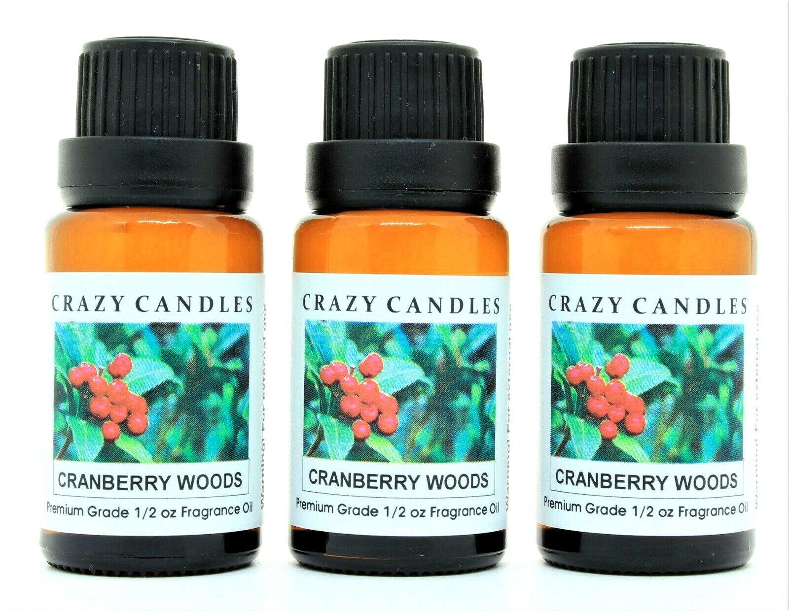 3 Cranberry Woods 1/2oz Premium Grade Scented Fragrance Oil Crazy Candles