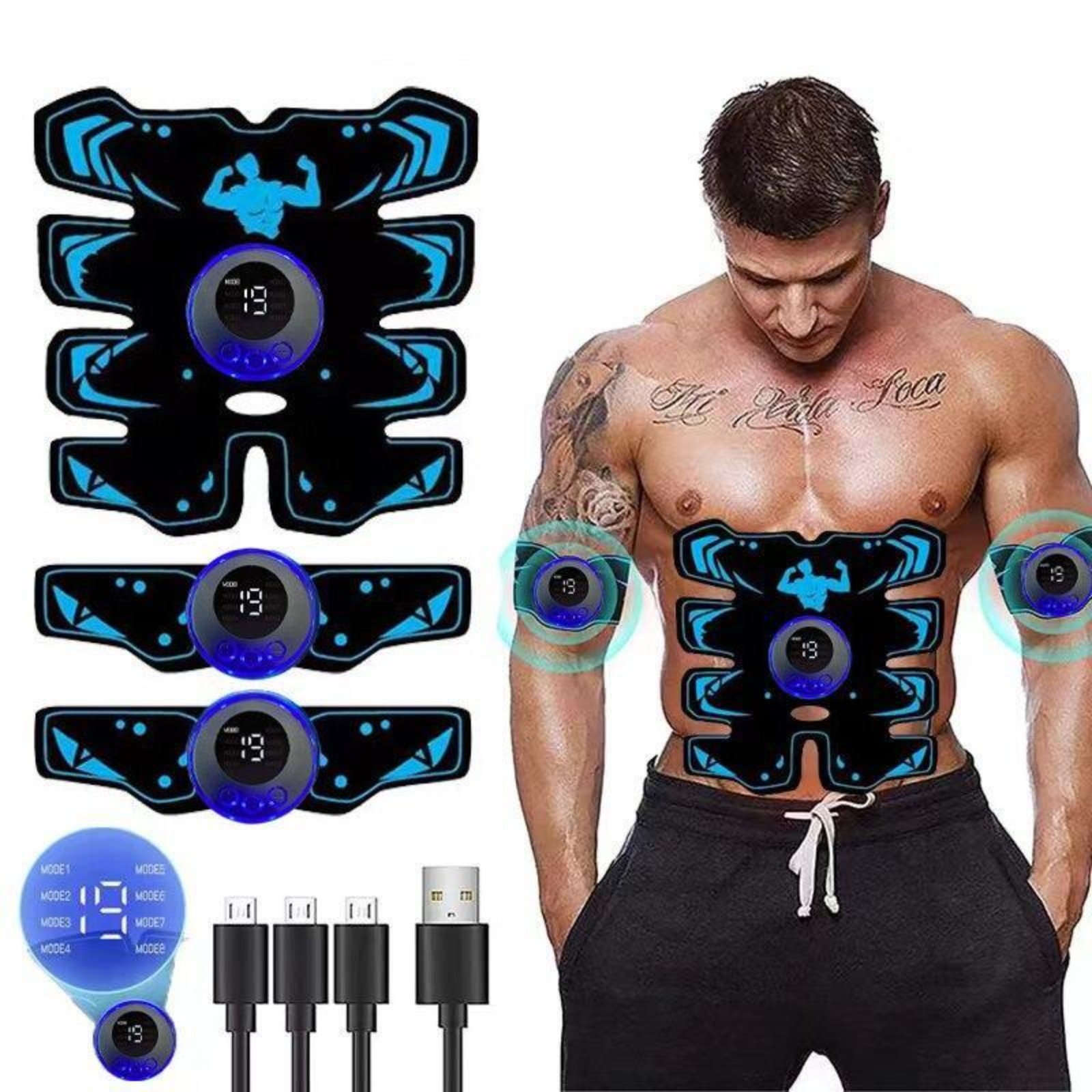 Rechargeable EMS Abdominal Muscle Stimulator ABS Trainer Toner Fitness Belt
