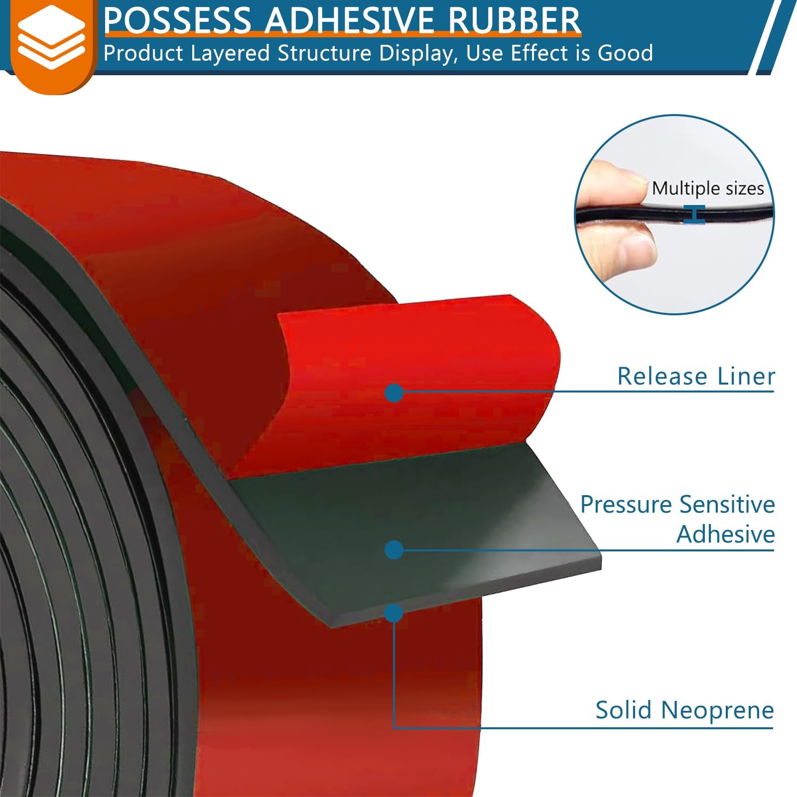 HooTown Adhesive Solid Rubber Strips, 12” W x 12" L, 1/8" Thick