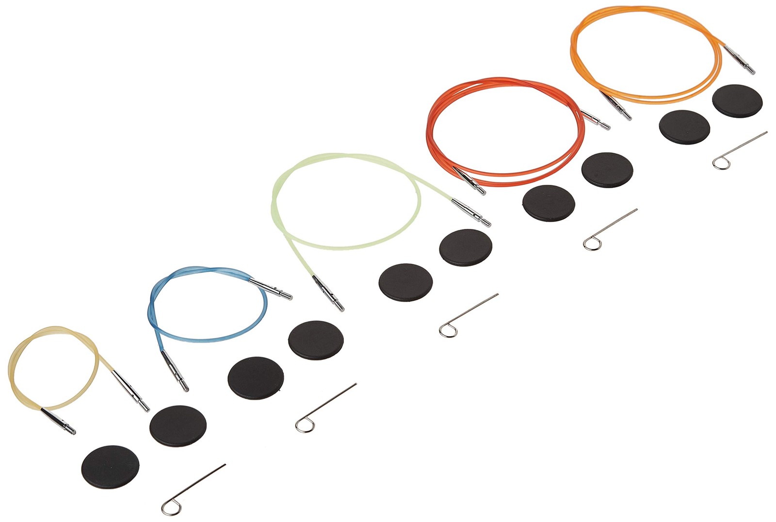 Knitters Pride Interchangeable Color Cord 40 inches, Blue,Green,Orange,Red