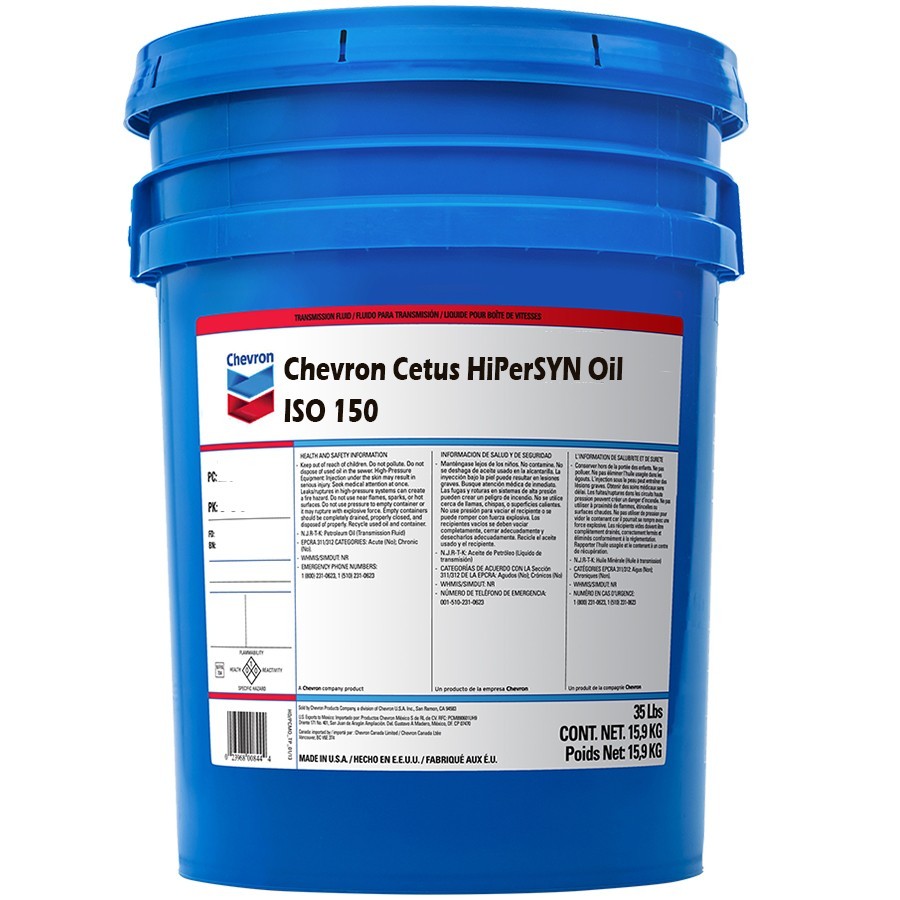 Chevron Cetus HiPerSYN 150 Synthetic Compressor Oil, 1 - 5 Gallon Pail