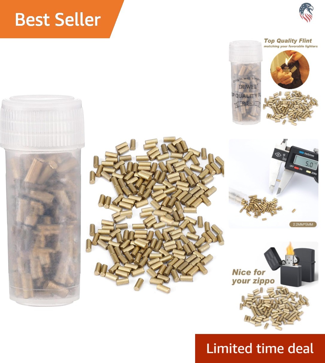 Compatible Lighter Flint Refill Pack for Petrol Gas Torch with Wick Gold