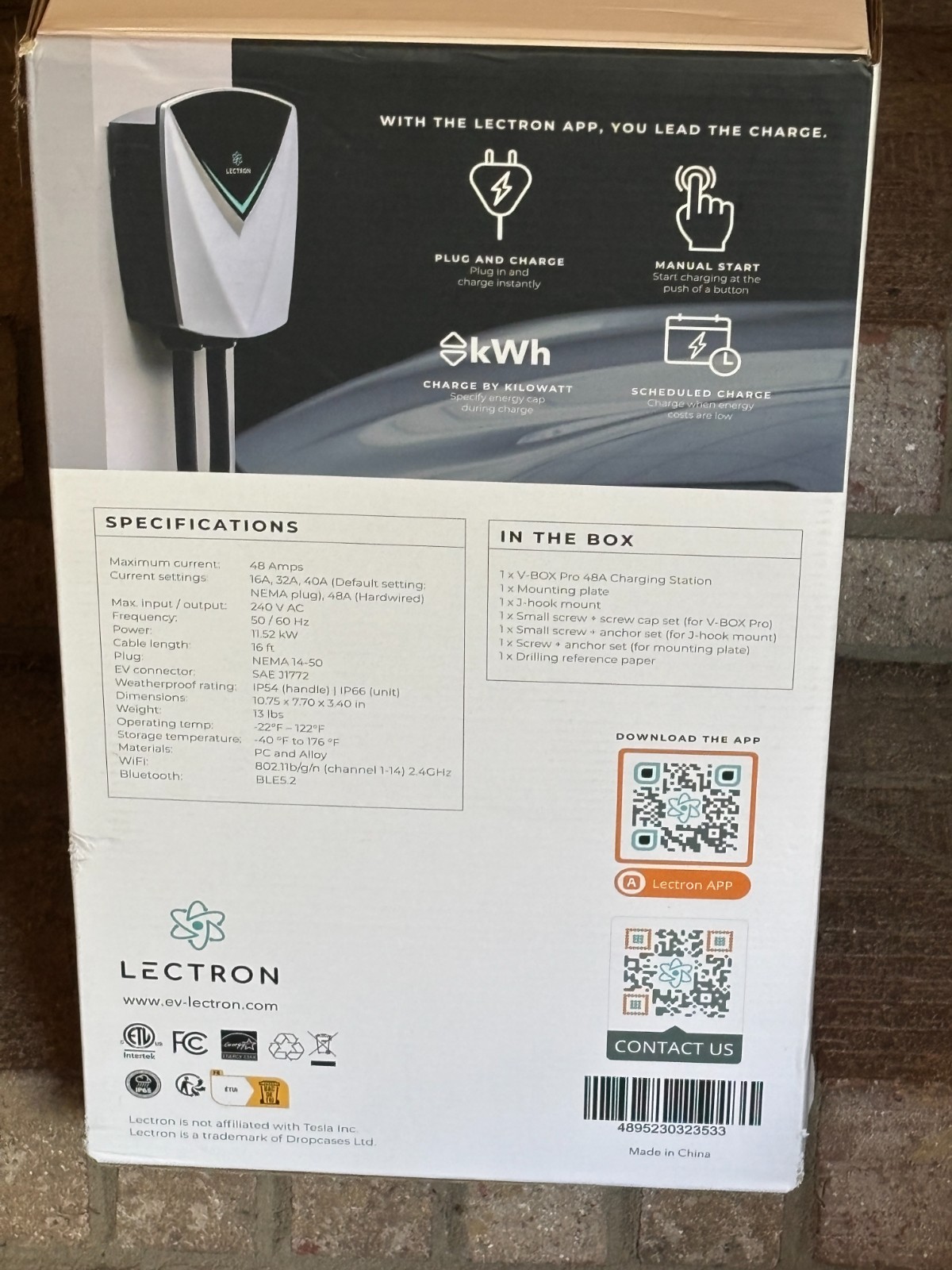 Lectron V Box Pro 48 Amp EV charging station Wifi Version