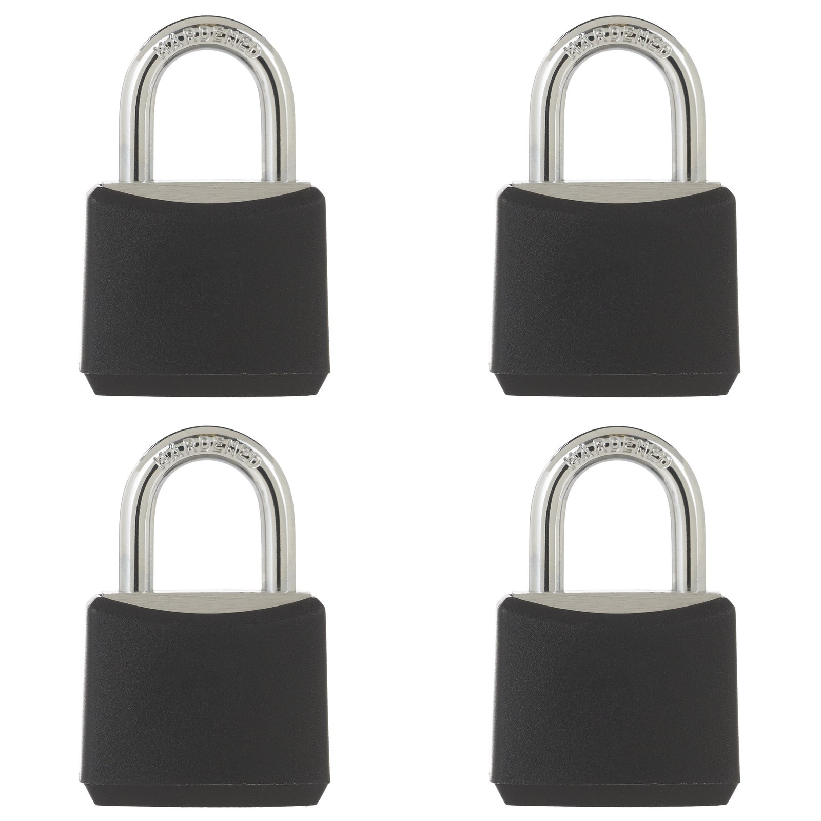 Covered Aluminum 20mm Keyed Padlock W/ .4-in Shackle 4-Pack