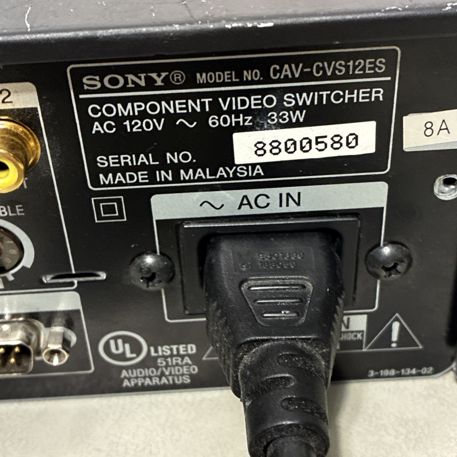 Sony CAV-CVS12ES 12x12 HD Component Video Matrix Switcher, Multi-Zone UNTESTED