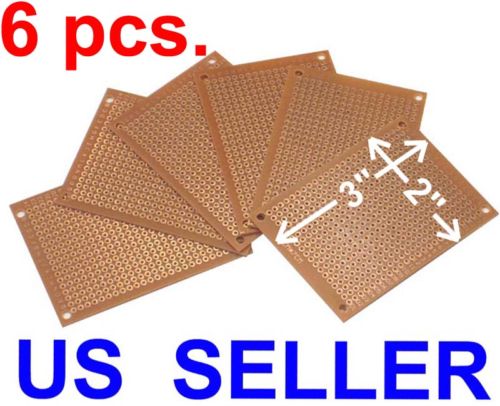 6 pc - 2x3 inch (5x7cm) Prototyping PCB Single Sided Circuit Board  Breadboard