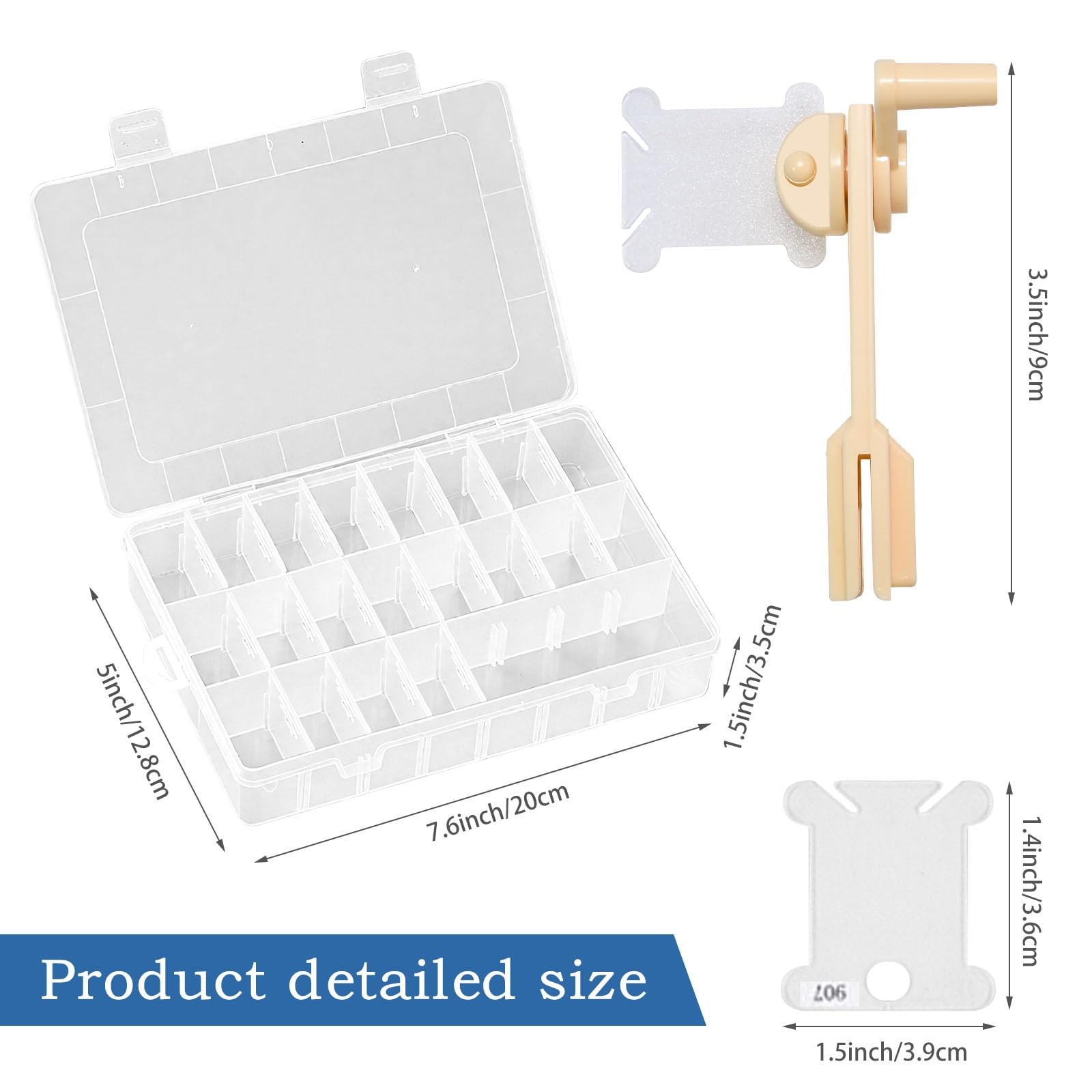 Embroidery Floss Organizer with 24 Compartments - Cross Stitch Thread White