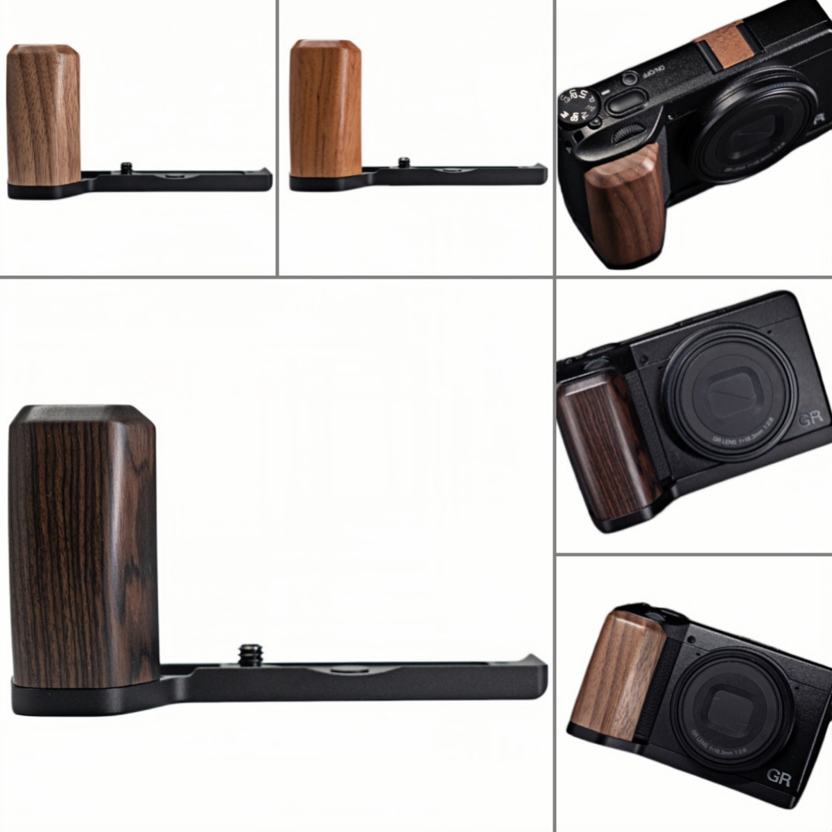 For Ricoh GR4 Handmade Wooden L Hand Grip w/ Aluminium Alloy Baseplate