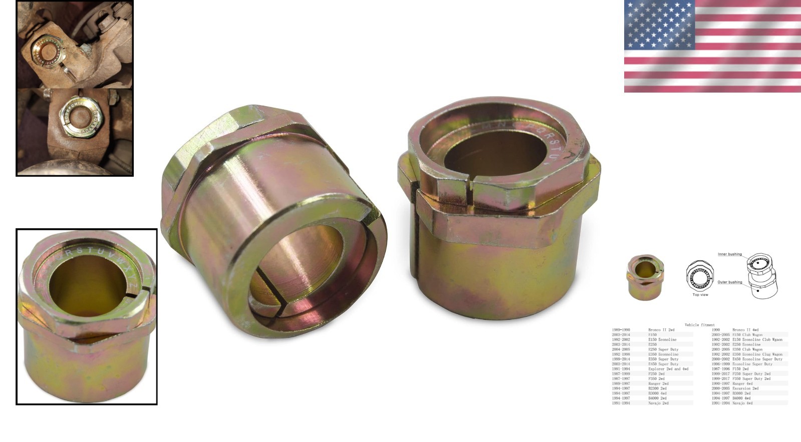 Adjustable Caster Camber Bushing Pair for Ranger E-series