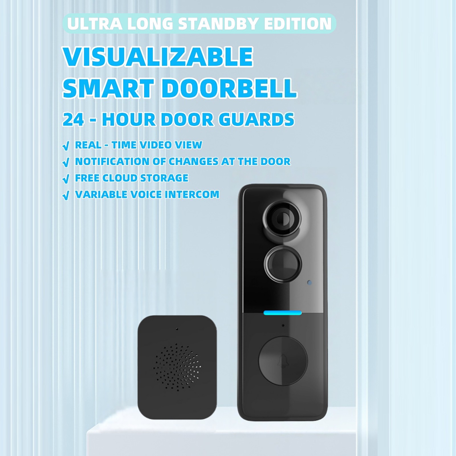 Solar Powered Wireless Intercom Doorbell Video Home Systems Motion Detection