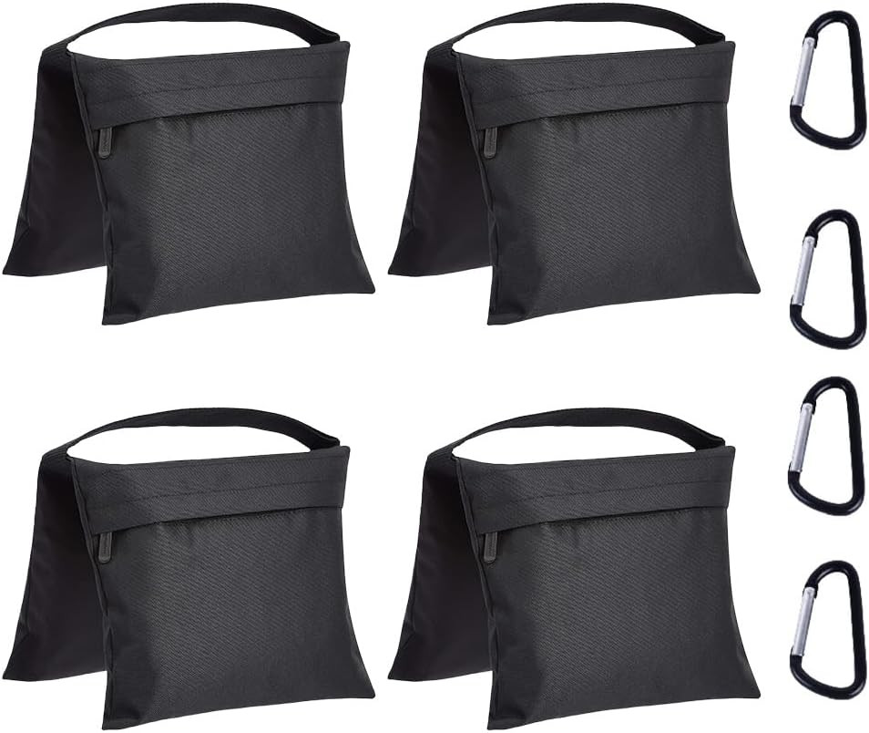Photography Sand Bags for Light Stands with Handle, 4-Pack, Black