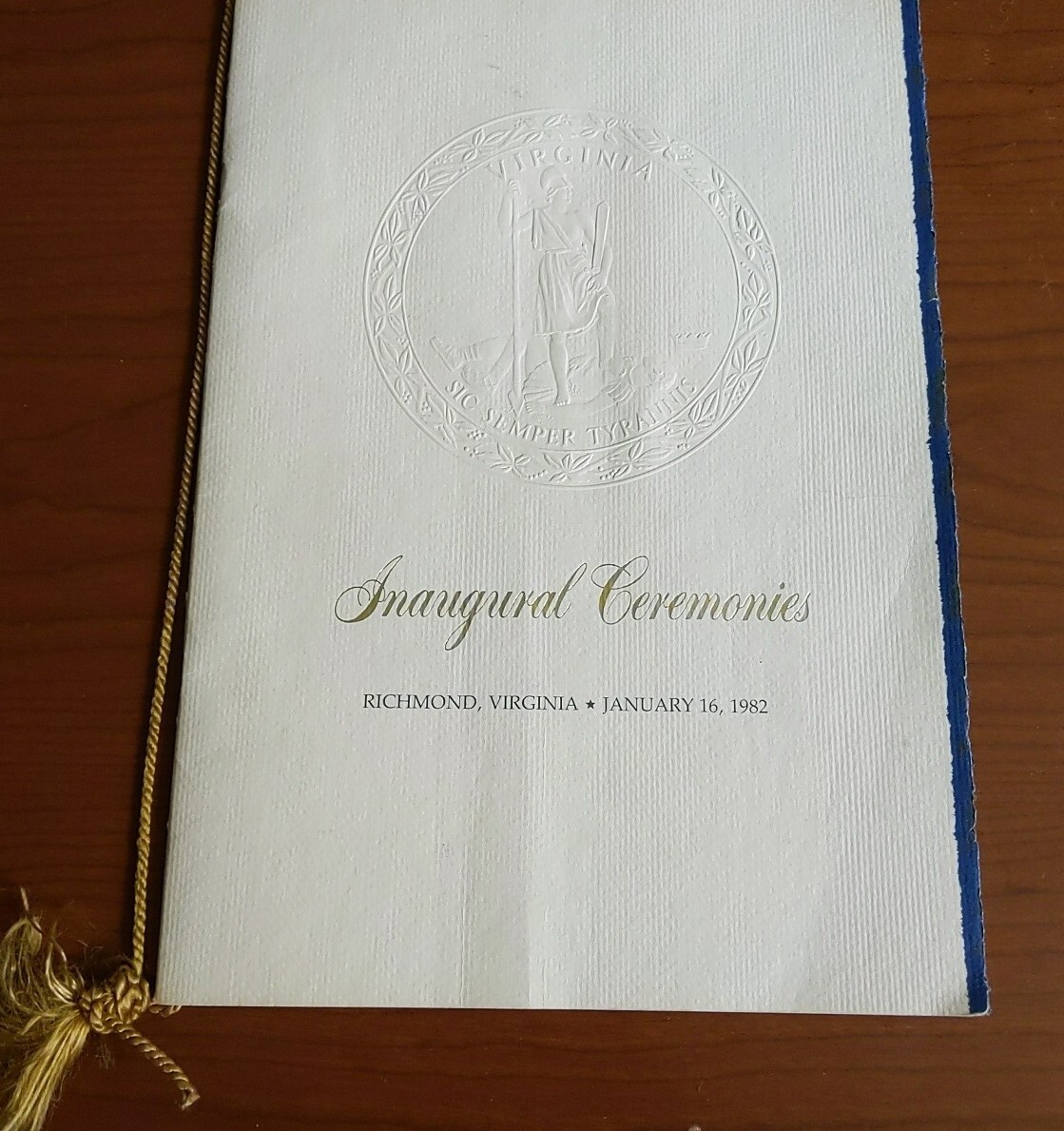 Vintage Inaugural Ceremony Richmond VA Governor 1982 Gov Charles Robb