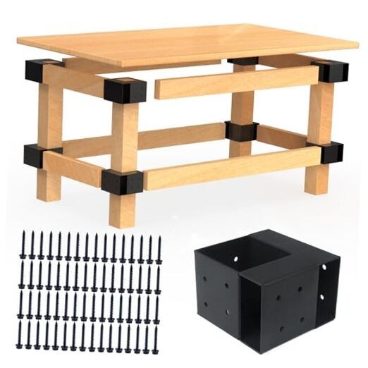 Heavy Duty Workbench Bracket Kit – Set of Steel 3-Way Brackets Medium Set 4