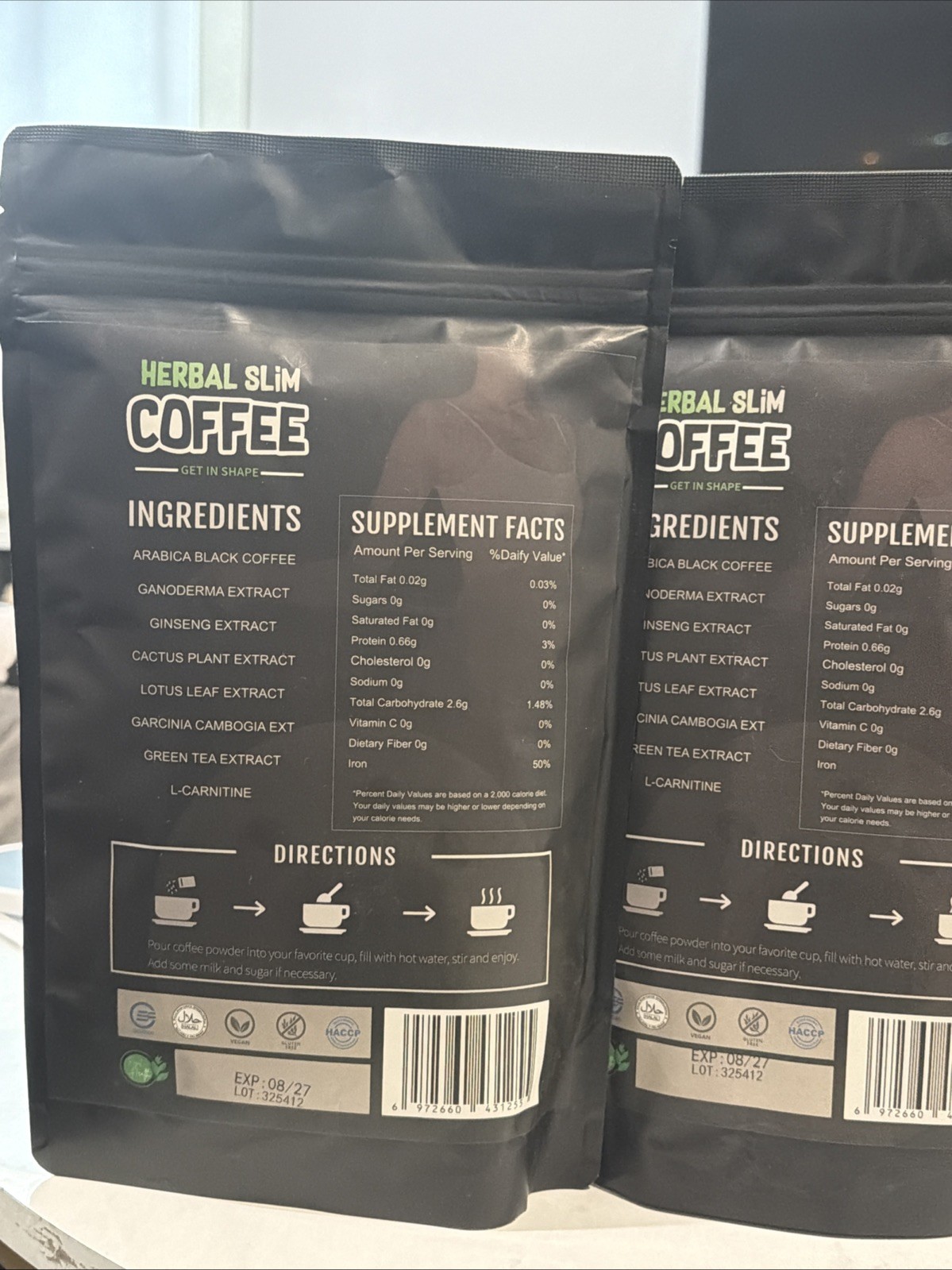 Herbal slim Coffee get in shape 30-sachets boost your energy fast shipp.(2pack)