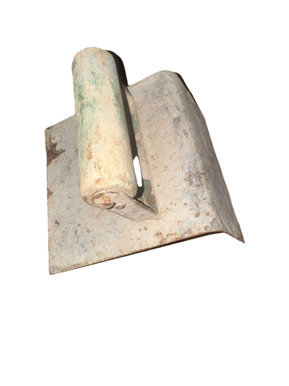5.5”x3.5” Vtg Plastering Curb Trowel Great Patina & Wooden Handle Missing Screw