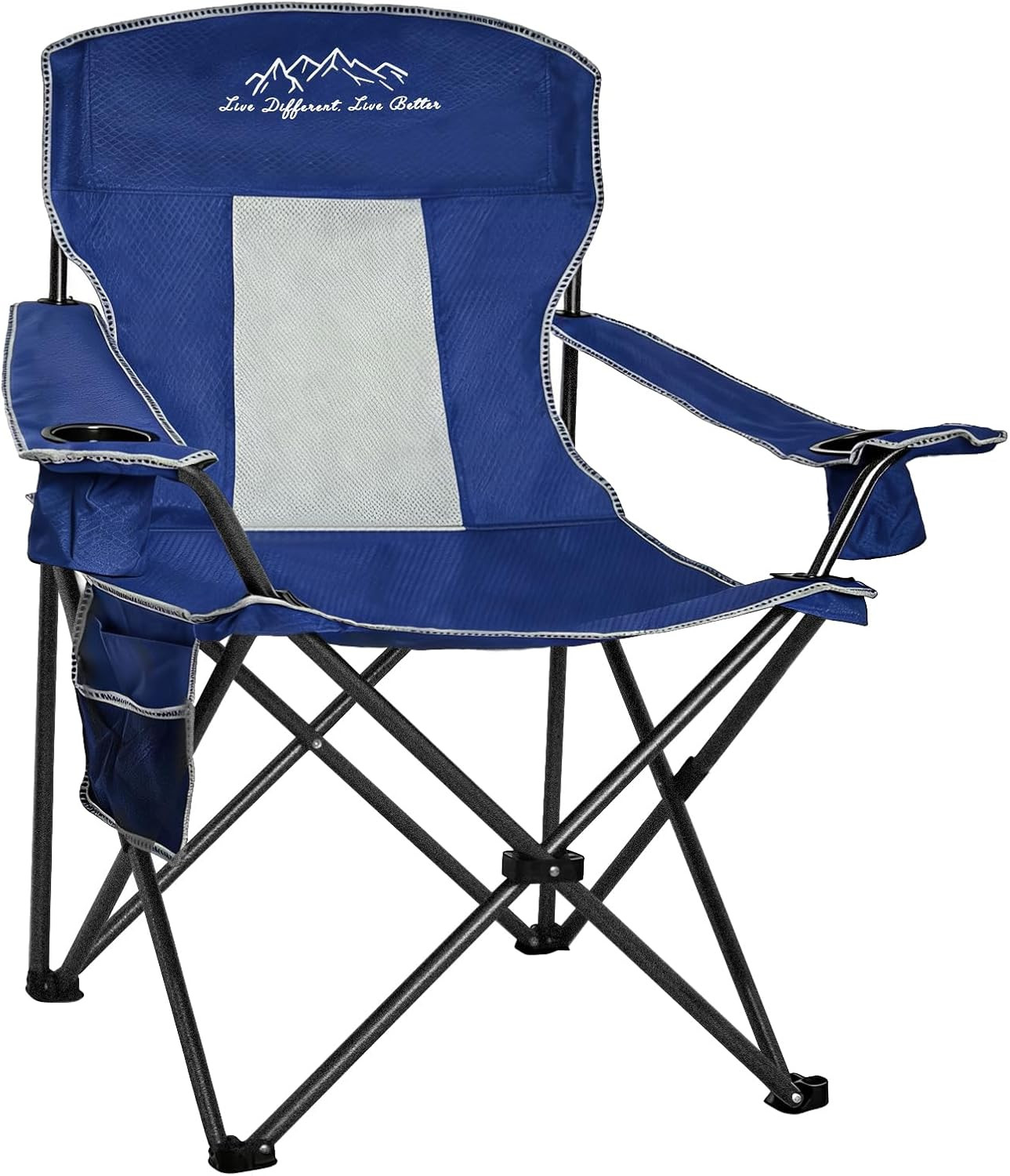 1-PK Camping Chair - Heavy Duty 325Lbs Cap Folding Chair with Anti-Sink Feet