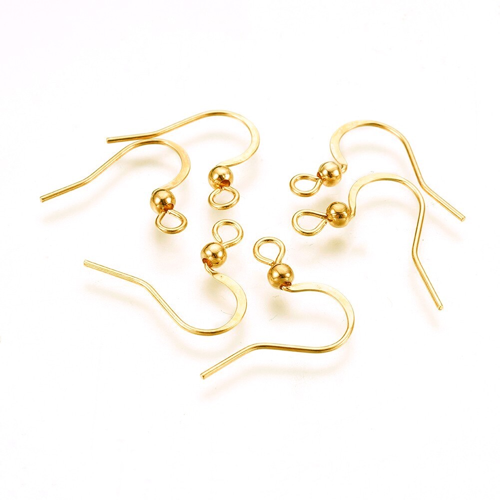 200pcs Stainless Steel Earring Hooks Ear Wire with Horizontal Loop 16x16~19.5mm