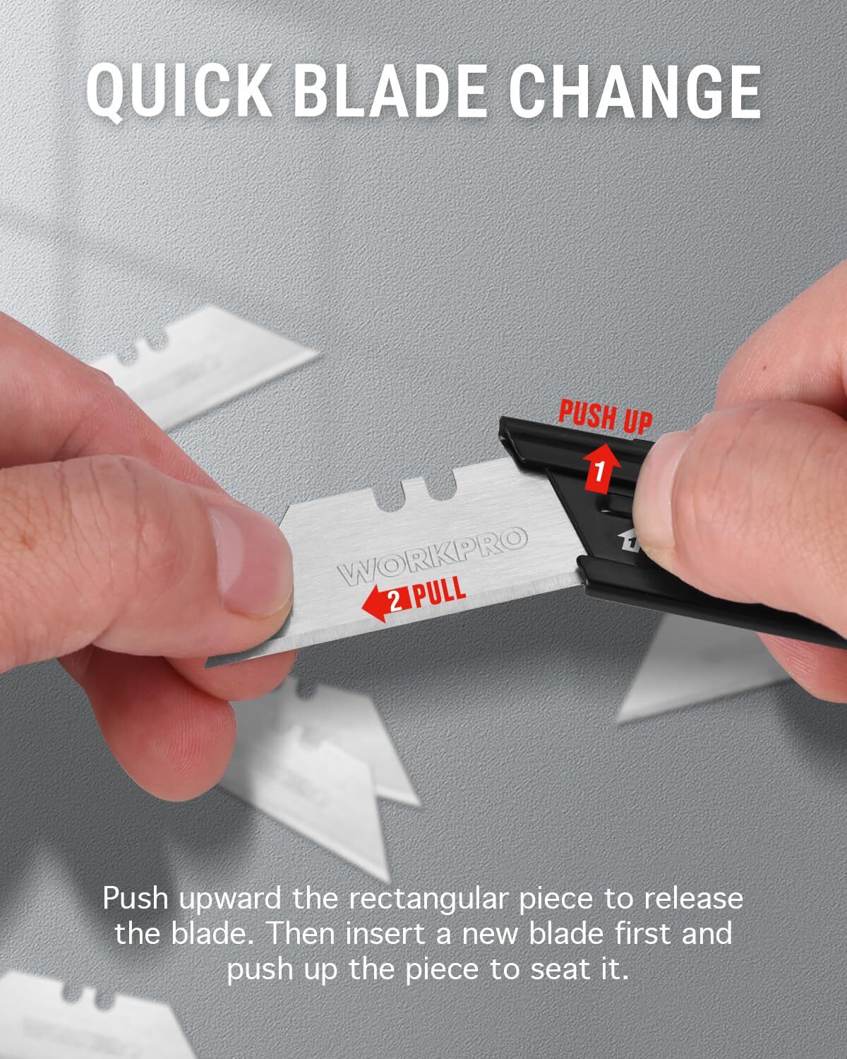 WORKPRO Folding Utility Knife with 10PC Extra SK5 Blades Quick Change Box Cutter