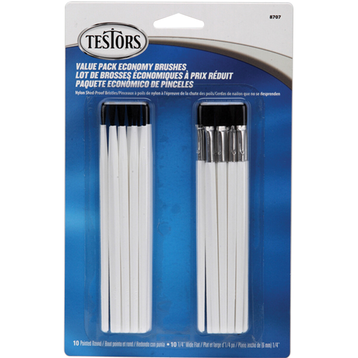 Testors Economy Paintbrushes 20/Pkg-10 Round & 10 Flat (Pack of 1)