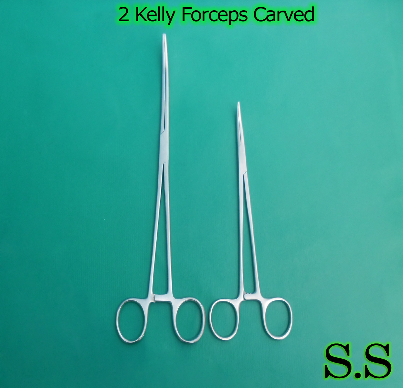 2 Pieces Kelly Hemostat Forceps Curved 7" & 10" Surgical Instruments
