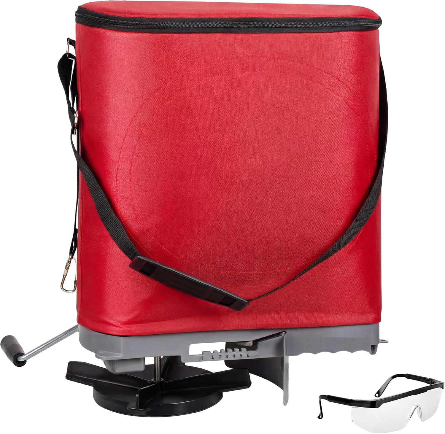 25lb Handheld Bag Seed Spreader with Enclosed Metal Gears, Rear Baffle, Adjustab