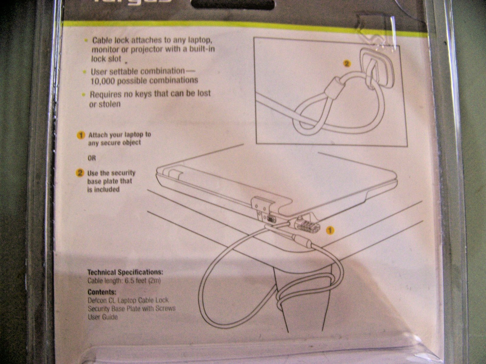 LAPTOP COMBINATION CABLE LOCK TARGUS DEFCON CL - NEW