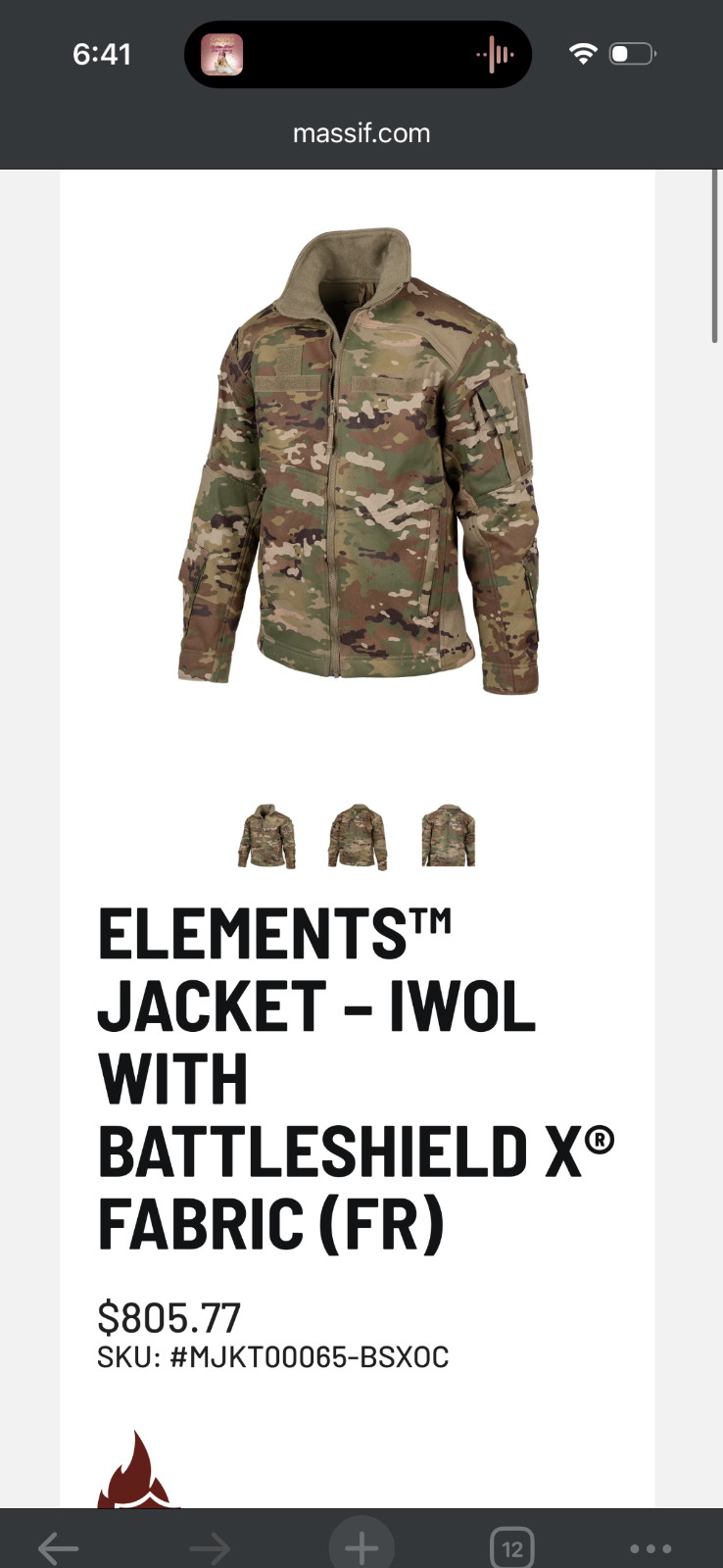 Massif IWOL jacket size Small new with tags