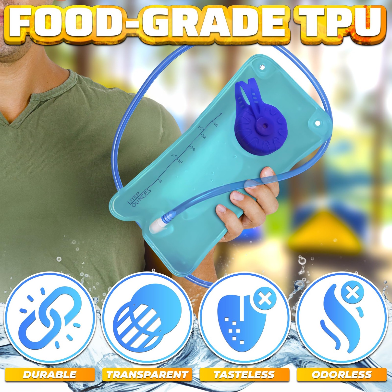 Water Bladder For Hiking Backpack โ€ 1l/1.5l Tpu Material Hydration Bladder ...