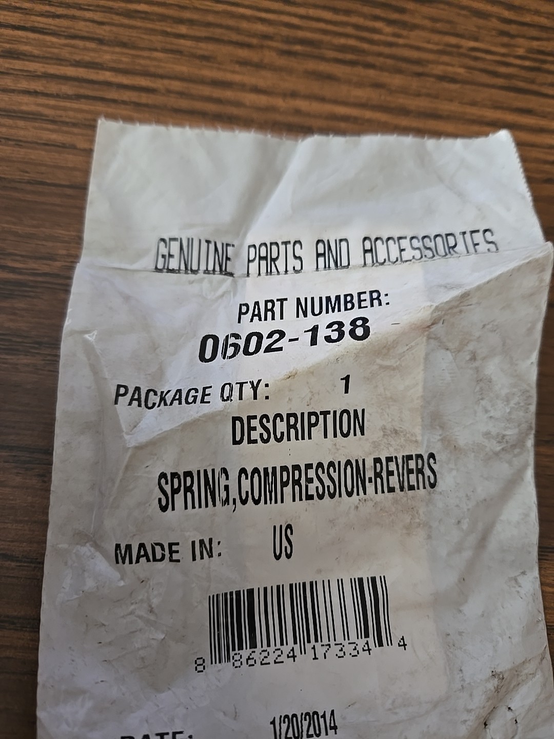 Arctic Cat Snowmobile Reverse Compression Spring 0602-138