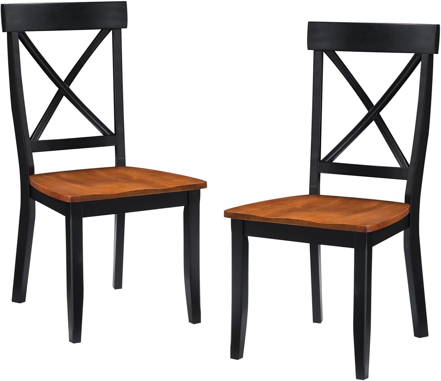 Home Styles Classic Black & Oak Pair of Dining Chairs W/ Solid Hardwood