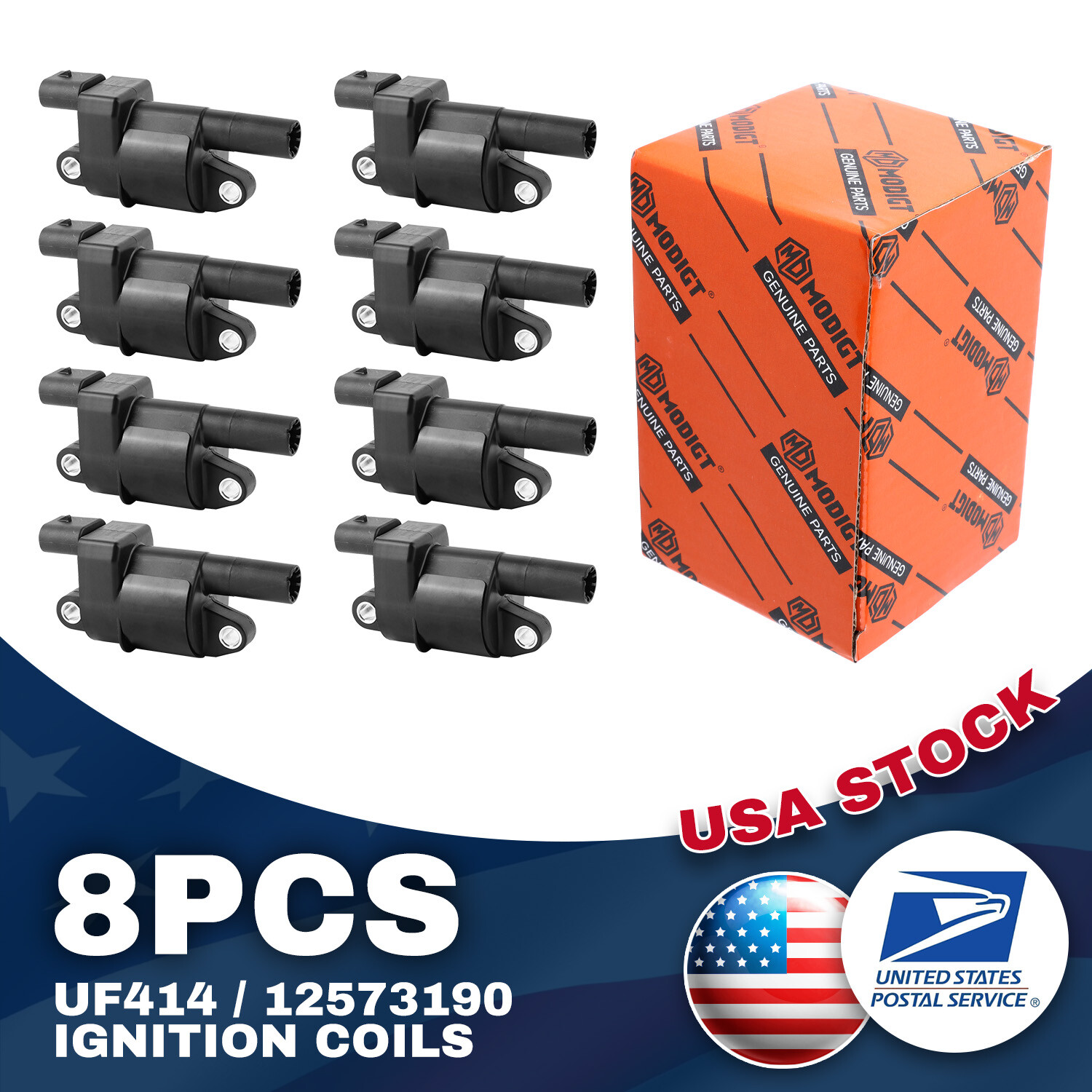 Black Reliable 8x Ignition Coil 12573190 For GMC SAVANA 1500 2008-2014 UF414