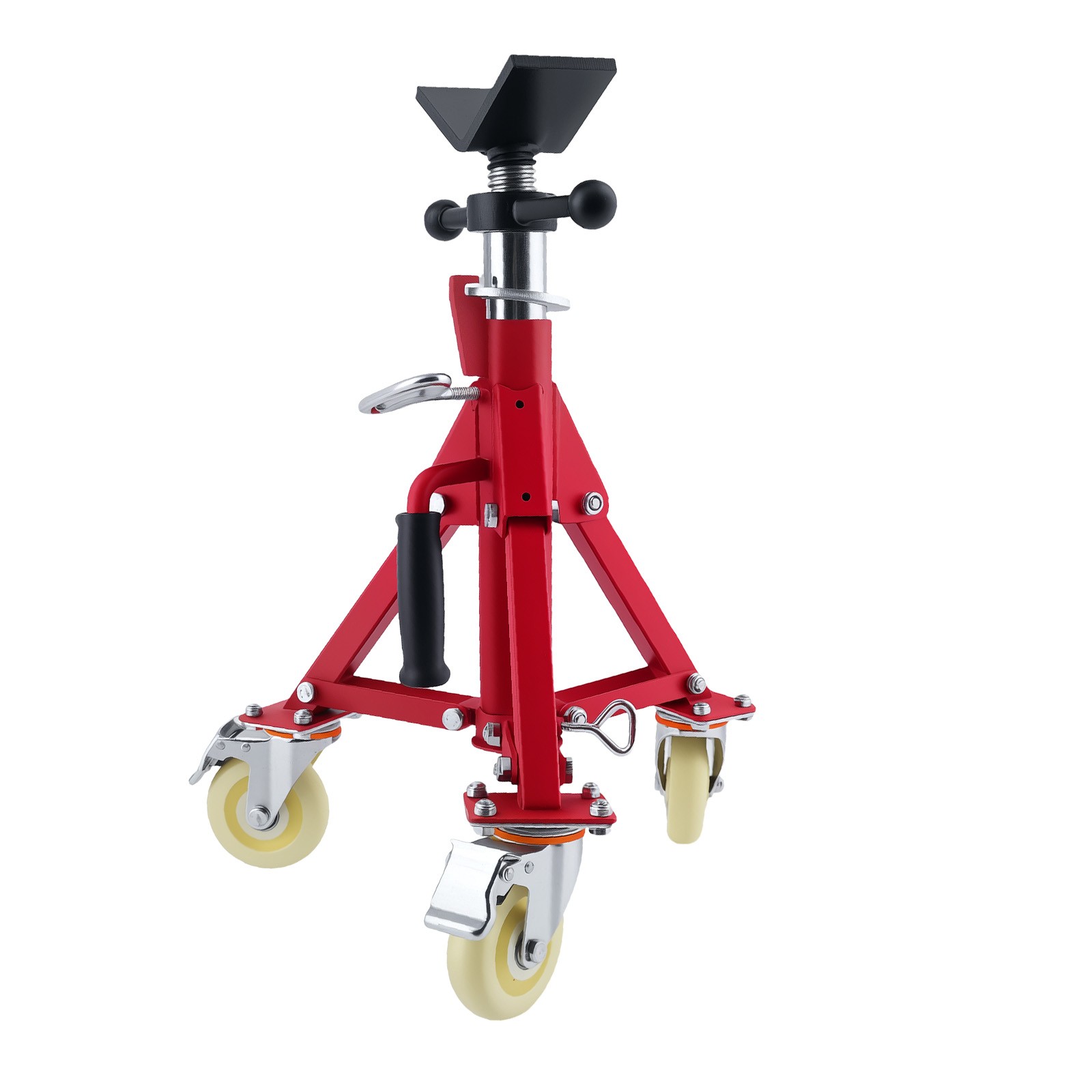 Adjustable V-Head Pipe Support Stand Steel 20-37 inch 882 lbs Casters