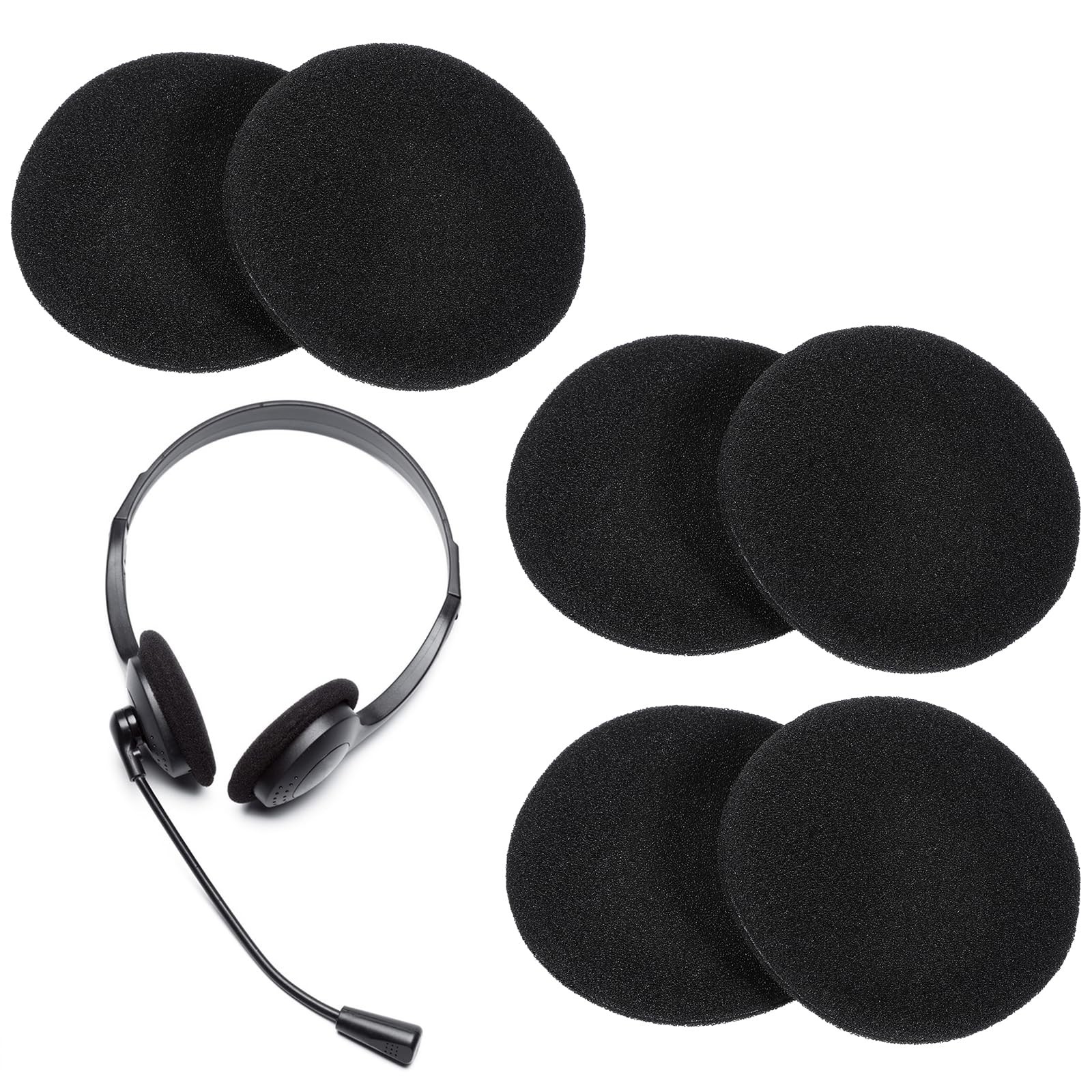 6 PCS Headphone Earpads, 50mm/2" Ear Cushions Ultra Soft Foam Cover Black