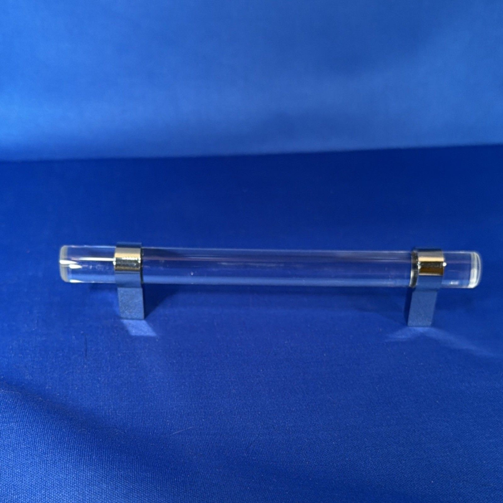 5 Glass and Chrome Drawer Pull/Handle 5” Screw Width 6 1/2 “ Long